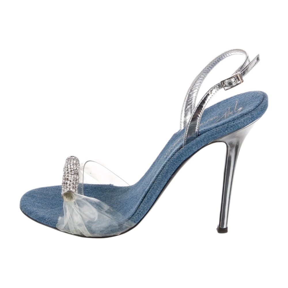 Giuseppe Zanotti Alien Denim Crystal Embellishments Slingback 115mm Sandals